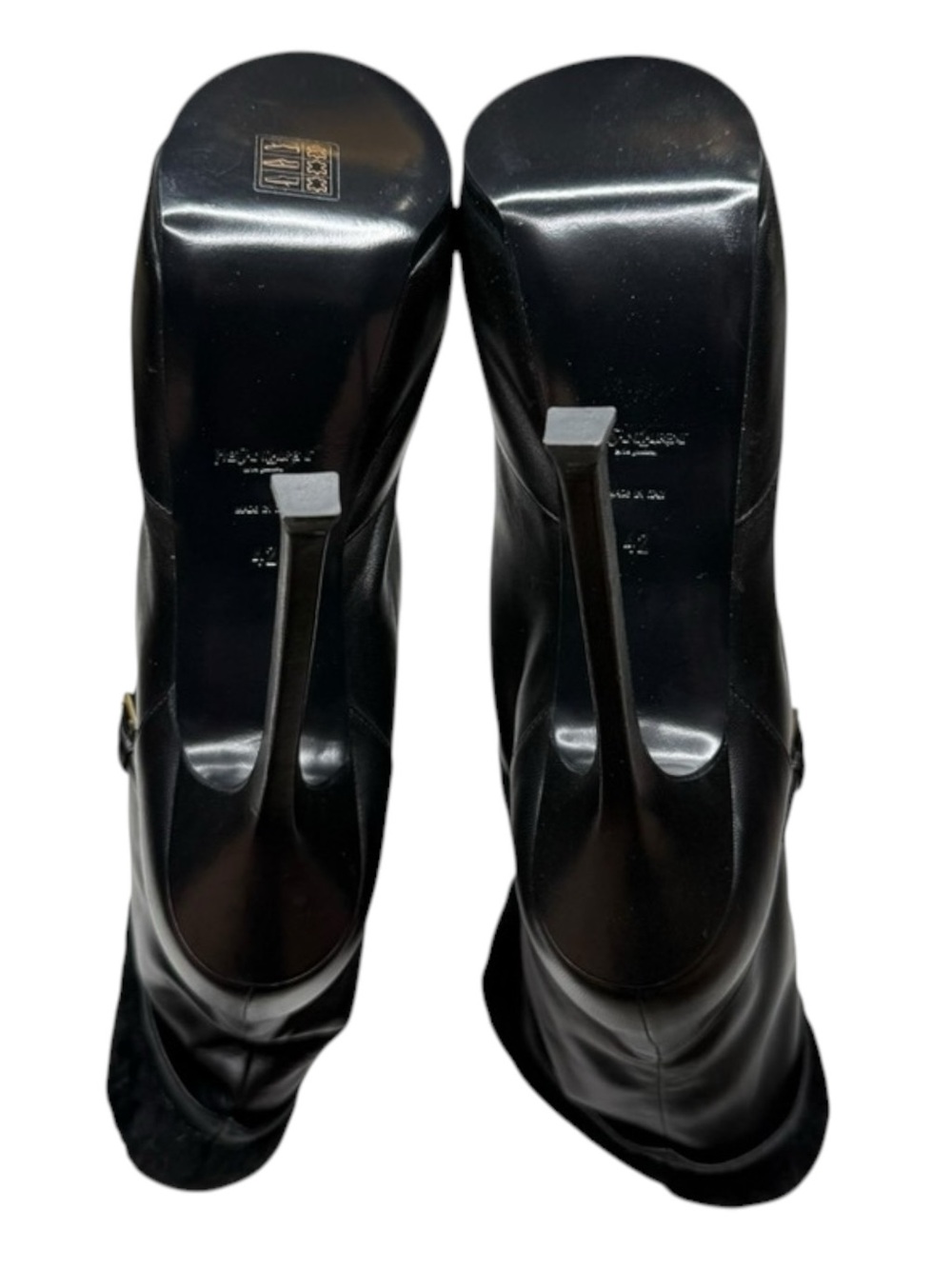 new Yves Saint Laurent ♔ Tribtoo 105 Platform Boots ♔ Black Leather Fur ♔ 11.5M - Picture 11 of 16